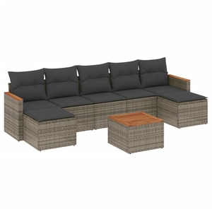 vidaXL Salon de jardin 8 pcs avec coussins gris résine tressée pas cher