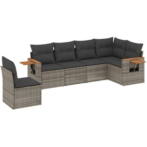 vidaXL Salon de jardin 6 pcs avec coussins gris résine tressée pas cher