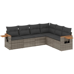 vidaXL Salon de jardin 6 pcs avec coussins gris résine tressée pas cher