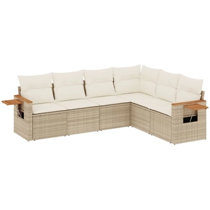 vidaXL Salon de jardin avec coussins 6 pcs beige résine tressée pas cher