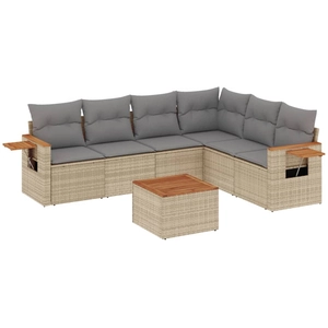 vidaXL Salon de jardin avec coussins 6 pcs beige résine tressée pas cher