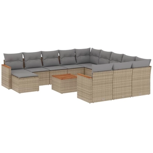 vidaXL Salon de jardin et coussins 13 pcs mélange beige résine tressée pas cher