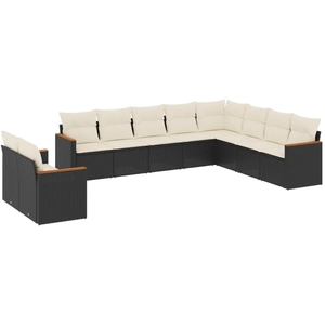 vidaXL Salon de jardin 11 pcs avec coussins noir résine tressée pas cher