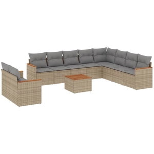 vidaXL Salon de jardin et coussins 11 pcs mélange beige résine tressée pas cher