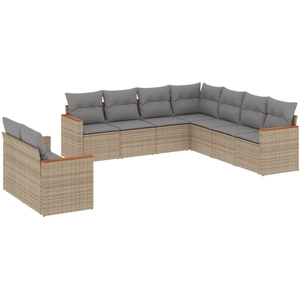 vidaXL Salon de jardin avec coussins 9pcs mélange beige résine tressée pas cher