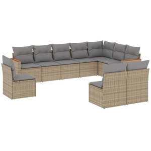 vidaXL Salon de jardin et coussins 10 pcs mélange beige résine tressée pas cher