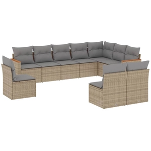 vidaXL Salon de jardin et coussins 11 pcs mélange beige résine tressée pas cher
