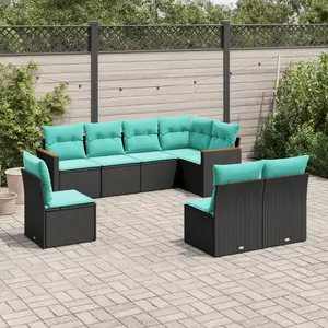 vidaXL Vidaxl Salon De Jardin 8 Pcs Avec Coussins Noir Résine Tressée pas cher