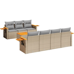 vidaXL Salon de jardin avec coussins 8 pcs beige résine tressée pas cher