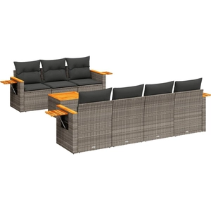 vidaXL Salon de jardin 8 pcs avec coussins gris résine tressée pas cher