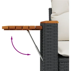 vidaXL Salon de jardin 7 pcs avec coussins noir résine tressée pas cher