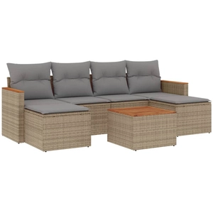 vidaXL Salon de jardin avec coussins 7pcs mélange beige résine tressée pas cher