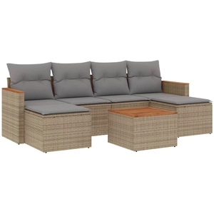 vidaXL Salon de jardin avec coussins 6pcs mélange beige résine tressée pas cher