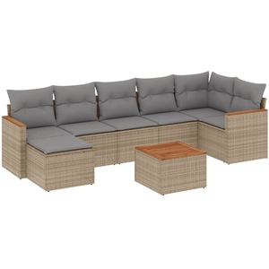 vidaXL Salon de jardin avec coussins 8pcs mélange beige résine tressée pas cher