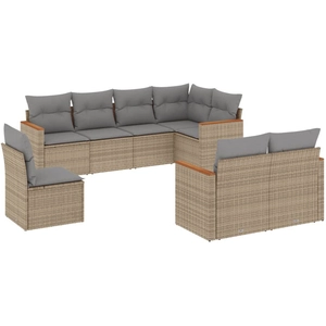 vidaXL Salon de jardin avec coussins 8pcs mélange beige résine tressée pas cher