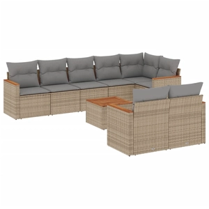vidaXL Salon de jardin avec coussins 9pcs mélange beige résine tressée pas cher