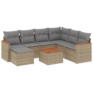 vidaXL Salon de jardin avec coussins 7pcs mélange beige résine tressée pas cher