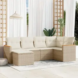 vidaXL Salon de jardin avec coussins 6 pcs beige résine tressée pas cher