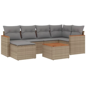 vidaXL Salon de jardin avec coussins 6pcs mélange beige résine tressée pas cher