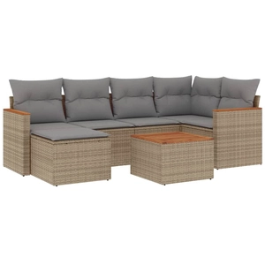 vidaXL Salon de jardin avec coussins 7pcs mélange beige résine tressée pas cher