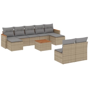 vidaXL Salon de jardin avec coussins 9pcs mélange beige résine tressée pas cher