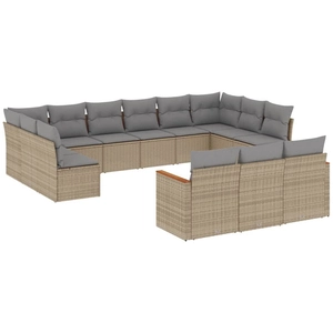 Comparateur de prix : vidaXL Salon de jardin et coussins 13 pcs mélange beige résine tressée