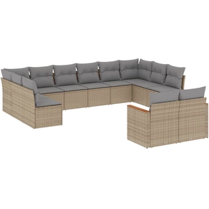 vidaXL Salon de jardin et coussins 13 pcs mélange beige résine tressée pas cher