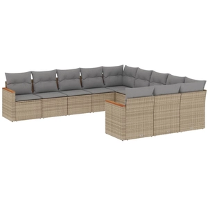 vidaXL Salon de jardin et coussins 12 pcs mélange beige résine tressée pas cher