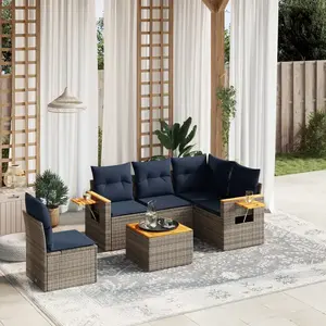 vidaXL Vidaxl Salon De Jardin 6 Pcs Avec Coussins Gris Résine Tressée pas cher
