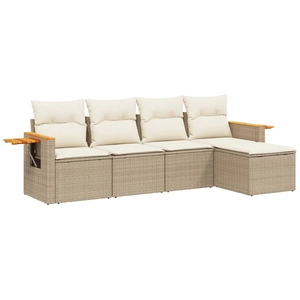 vidaXL Salon de jardin avec coussins 6 pcs beige résine tressée pas cher