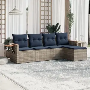 vidaXL Vidaxl Salon De Jardin 5 Pcs Avec Coussins Gris Résine Tressée pas cher