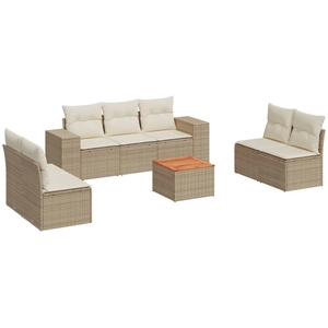 vidaXL Salon de jardin avec coussins 8 pcs beige résine tressée pas cher