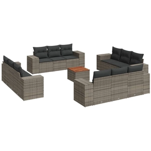 Comparateur de prix : vidaXL Salon de jardin avec coussins 13 pcs gris résine tressée
