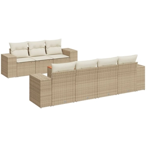 vidaXL Salon de jardin avec coussins 8 pcs beige résine tressée pas cher