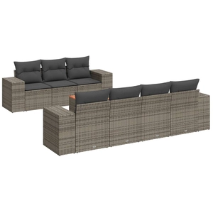 vidaXL Salon de jardin 8 pcs avec coussins gris résine tressée pas cher