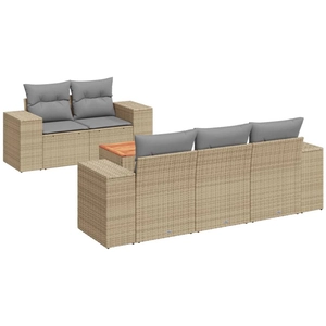 vidaXL Salon de jardin avec coussins 6 pcs beige résine tressée pas cher