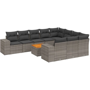 Comparateur de prix : vidaXL Salon de jardin 11 pcs avec coussins gris résine tressée