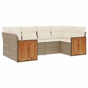 vidaXL Salon de jardin avec coussins 6 pcs beige résine tressée pas cher