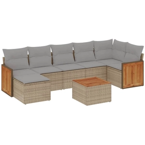 vidaXL Salon de jardin avec coussins 8 pcs beige résine tressée pas cher