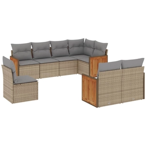 vidaXL Salon de jardin avec coussins 8 pcs beige résine tressée pas cher
