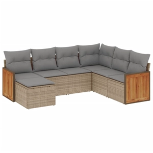 vidaXL Salon de jardin avec coussins 8 pcs beige résine tressée pas cher