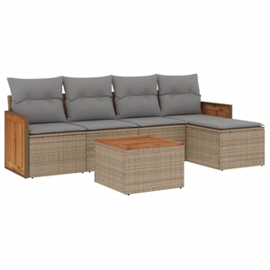 vidaXL Salon de jardin avec coussins 5 pcs beige résine tressée pas cher