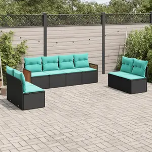 vidaXL Vidaxl Salon De Jardin 8 Pcs Avec Coussins Noir Résine Tressée pas cher