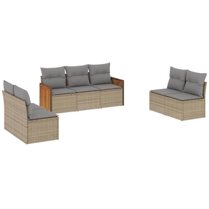 vidaXL Salon de jardin avec coussins 8 pcs beige résine tressée pas cher
