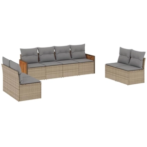 vidaXL Salon de jardin avec coussins 9 pcs beige résine tressée pas cher