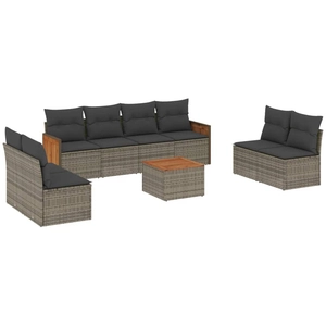 vidaXL Salon de jardin 9 pcs avec coussins gris résine tressée pas cher