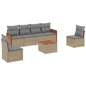 vidaXL Salon de jardin avec coussins 7 pcs beige résine tressée pas cher
