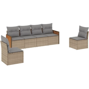 vidaXL Salon de jardin avec coussins 6 pcs beige résine tressée pas cher