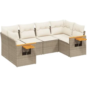 vidaXL Salon de jardin avec coussins 6 pcs beige résine tressée pas cher