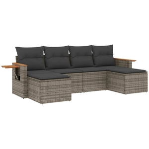 vidaXL Salon de jardin 6 pcs avec coussins gris résine tressée pas cher